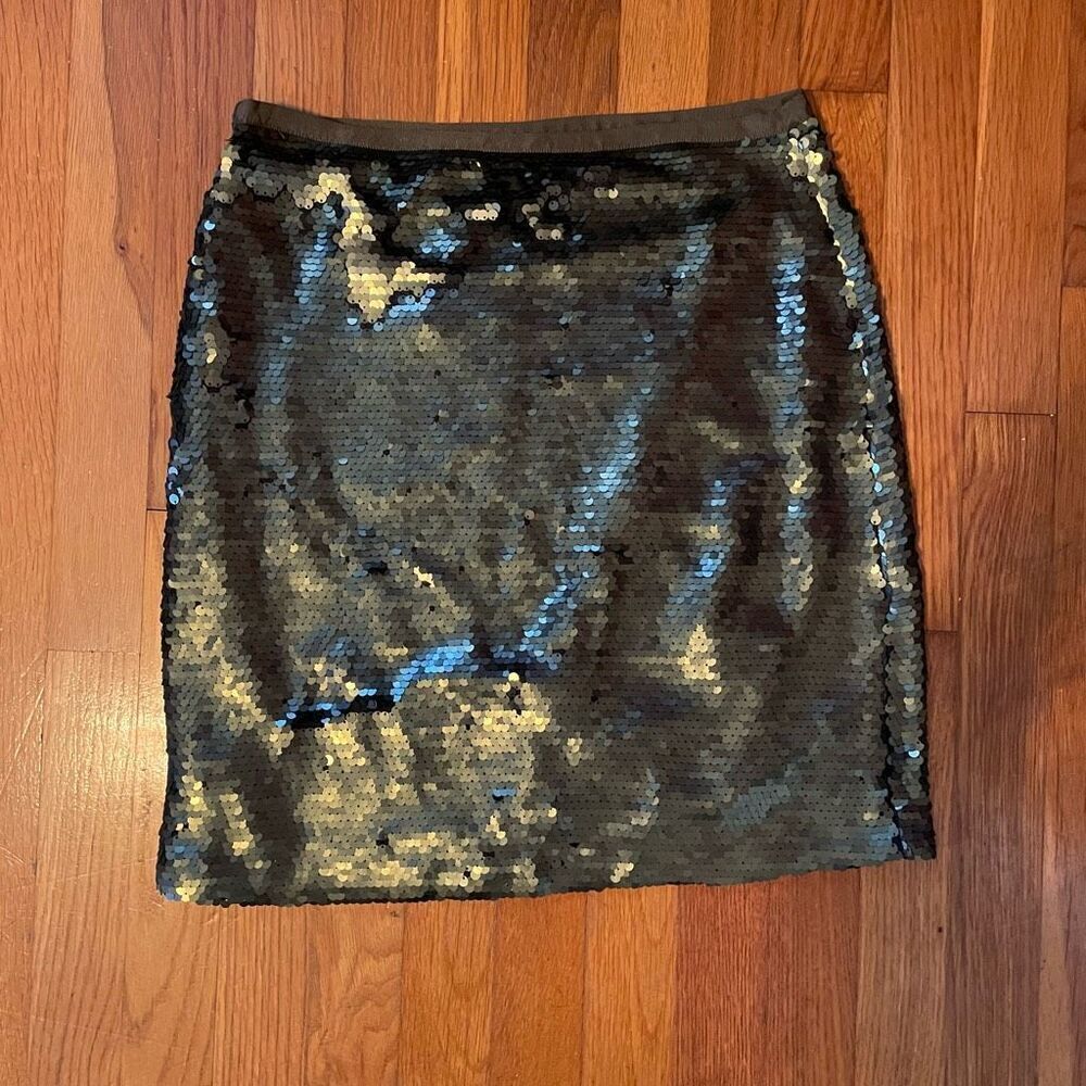 LOFT | olive green sequin pencil skirt 2 NWT $80